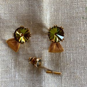 VTG Dante beautifully faceted green rhinestone mid-century cuff link set